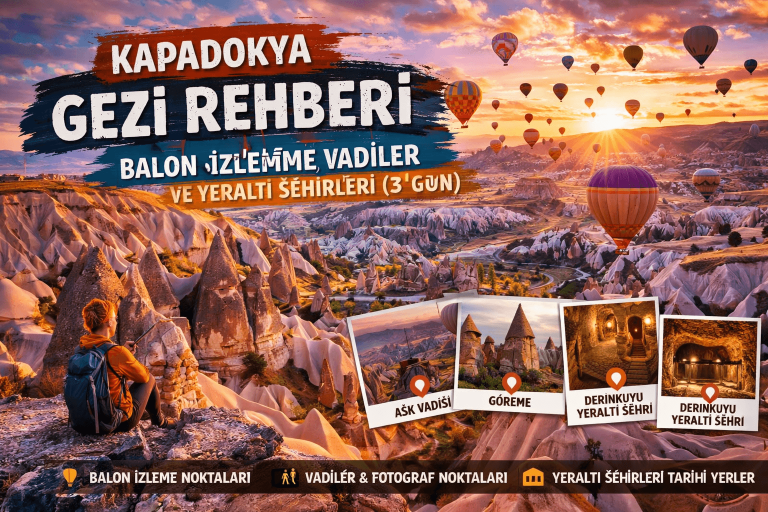 Kapadokya Gezi Rehberi: Balon İzleme, Vadiler, Yeraltı Şehirleri